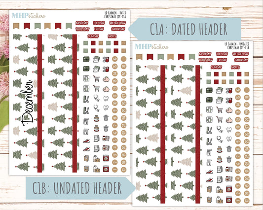 DECEMBER 2026 Stickers for The Carmen Laurel Denise Planner "Christmas Joy" || C