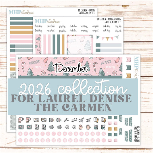 DECEMBER 2026 Stickers for The Carmen Laurel Denise Planner "Sweet & Merry" || C