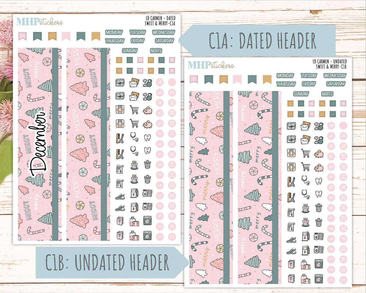 DECEMBER 2026 Stickers for The Carmen Laurel Denise Planner "Sweet & Merry" || C