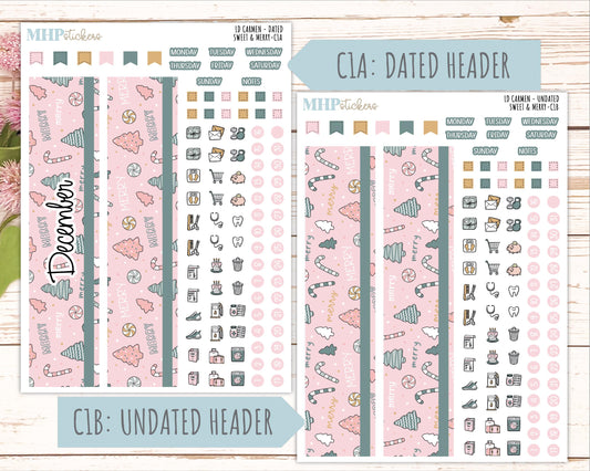 DECEMBER 2026 Stickers for The Carmen Laurel Denise Planner "Sweet & Merry" || C