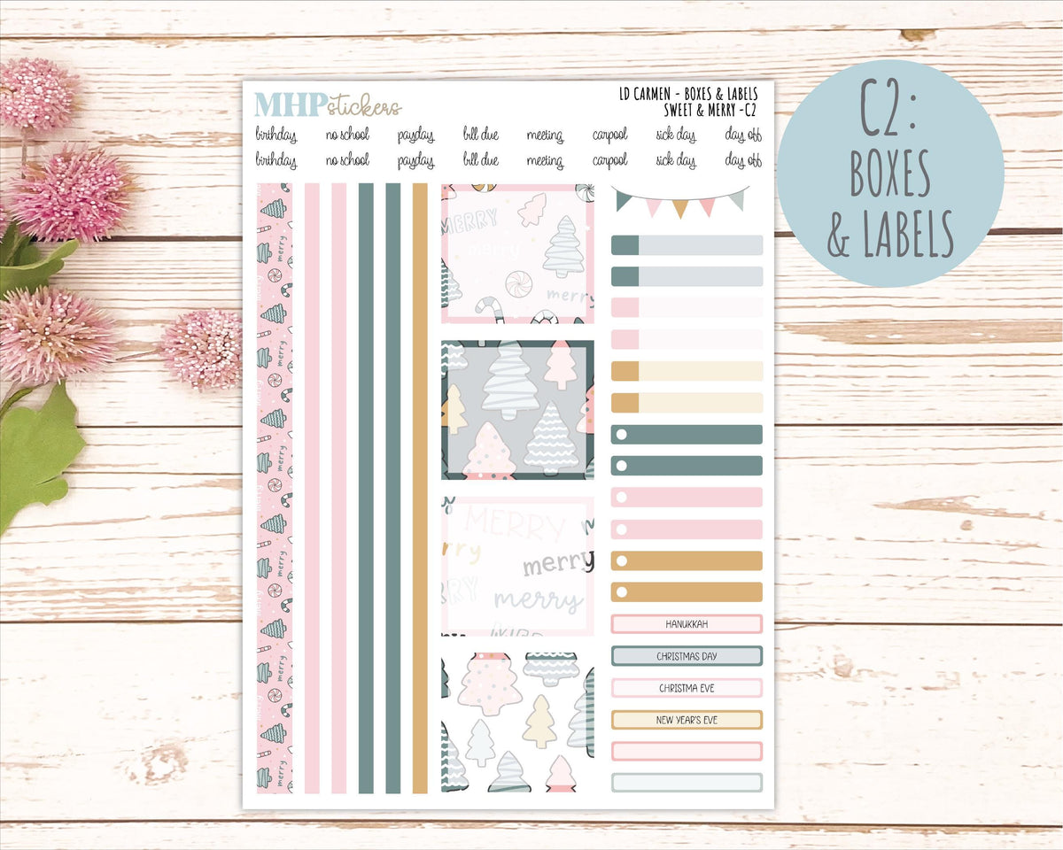 DECEMBER 2026 Stickers for The Carmen Laurel Denise Planner "Sweet & Merry" || C