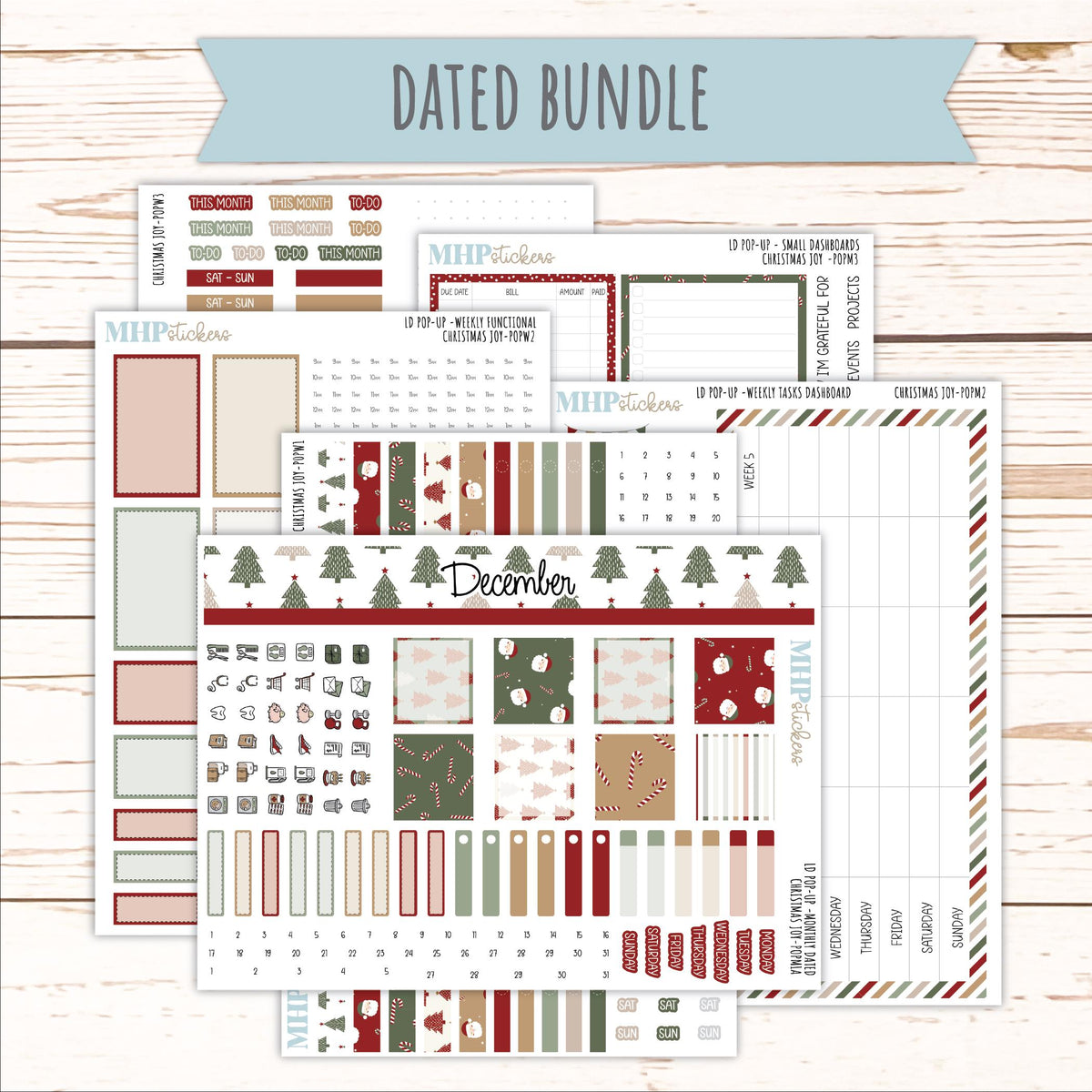 DECEMBER 2026 Stickers for The Jo, Laurel Denise Planner "Christmas Joy" || POP