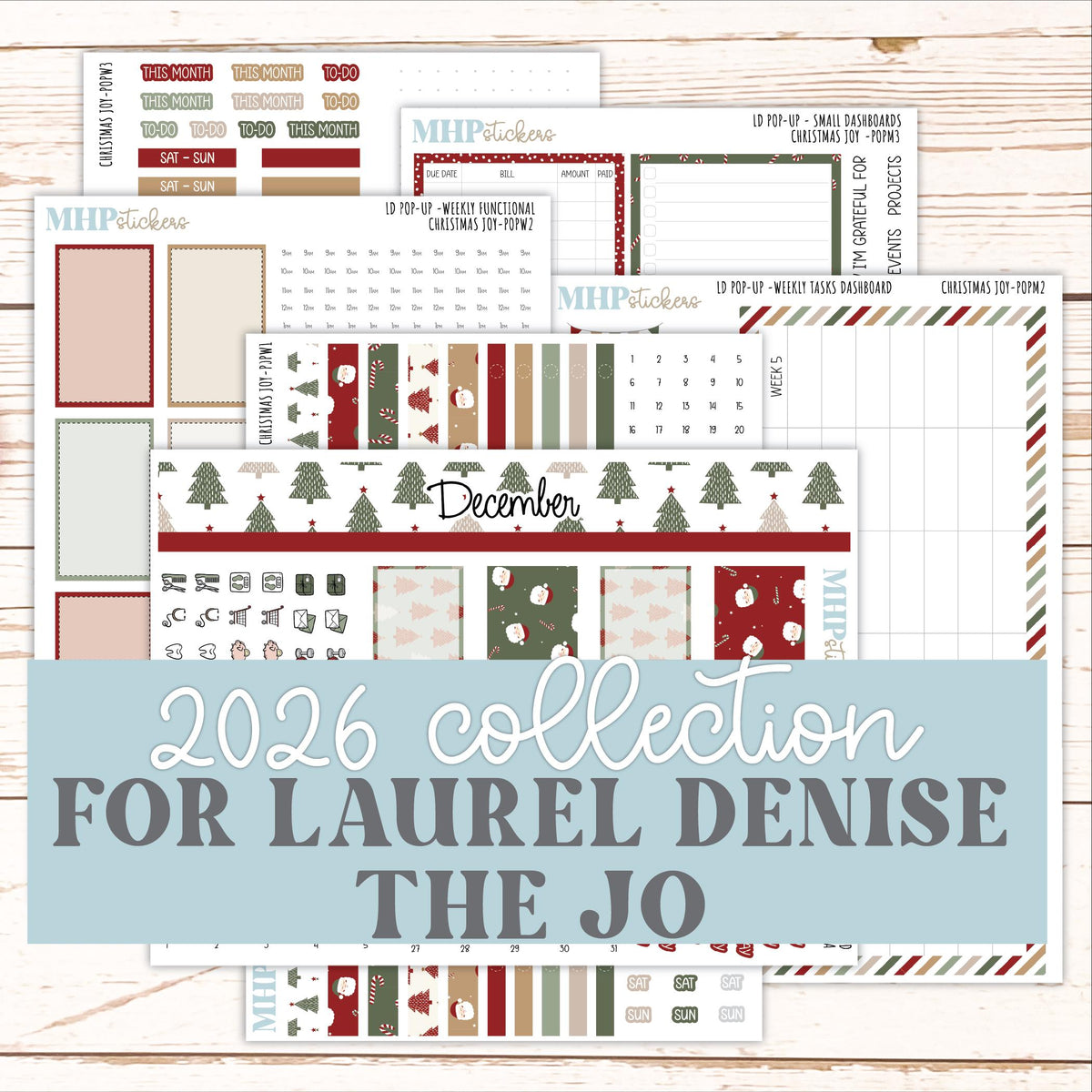 DECEMBER 2026 Stickers for The Jo, Laurel Denise Planner "Christmas Joy" || POP