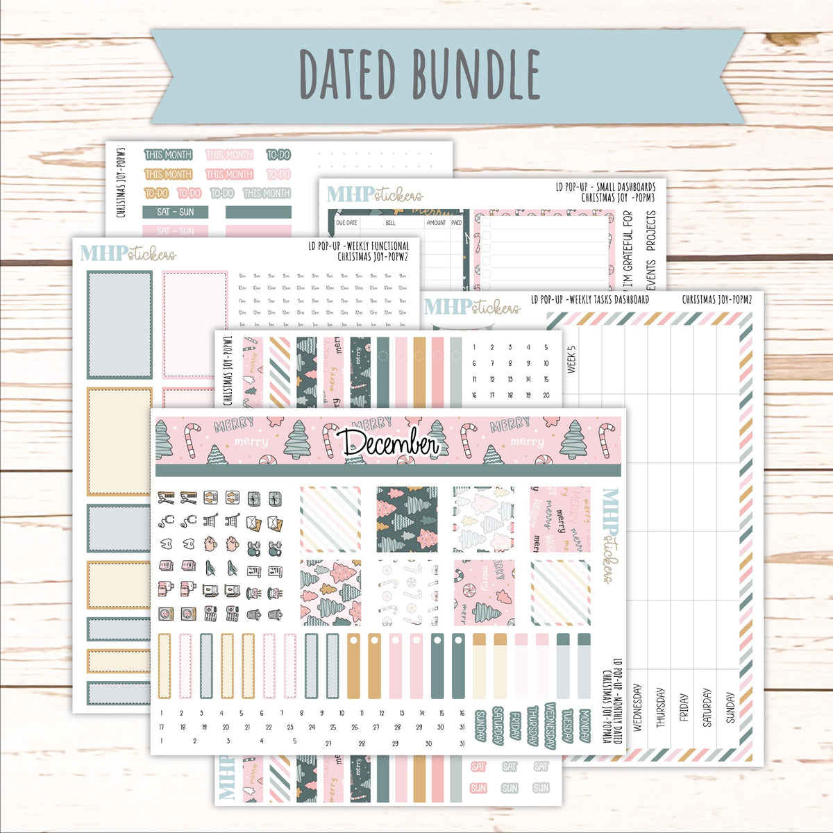 DECEMBER 2026 Stickers for The Jo, Laurel Denise Planner "Sweet & Merry" || POP
