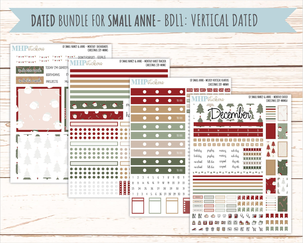 DECEMBER 2026 Stickers for Small Nancy & Anne Laurel Denise Planners "Christmas Joy" || MN