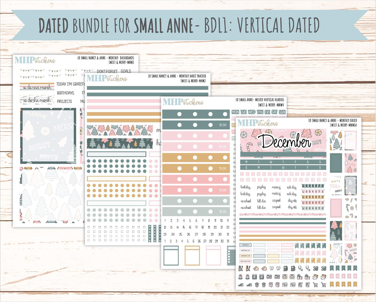 DECEMBER 2026 Stickers for Small Nancy & Anne Laurel Denise Planners "Sweet and Merry" || MN