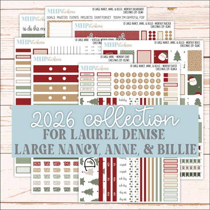 DECEMBER 2026 Stickers for Large Nancy, Anne, & Billie Planners. Laurel Denise Planners. "Christmas Joy" || OG