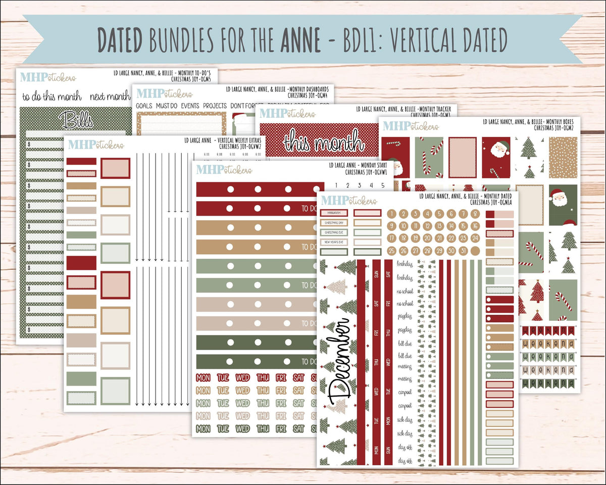 DECEMBER 2026 Stickers for Large Nancy, Anne, & Billie Planners. Laurel Denise Planners. "Christmas Joy" || OG