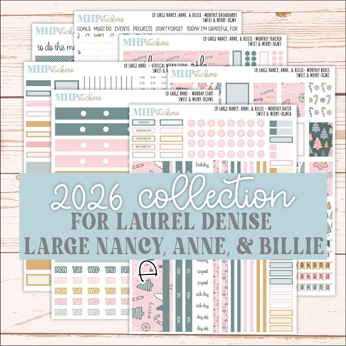 DECEMBER 2026 Stickers for Large Nancy, Anne, & Billie Planners. Laurel Denise Planners. "Sweet and Merry" || OG
