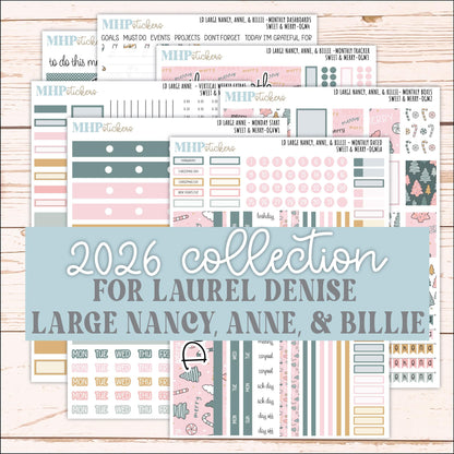 DECEMBER 2026 Stickers for Large Nancy, Anne, & Billie Planners. Laurel Denise Planners. "Sweet and Merry" || OG