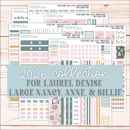 DECEMBER 2026 Stickers for Large Nancy, Anne, & Billie Planners. Laurel Denise Planners. "Sweet and Merry" || OG