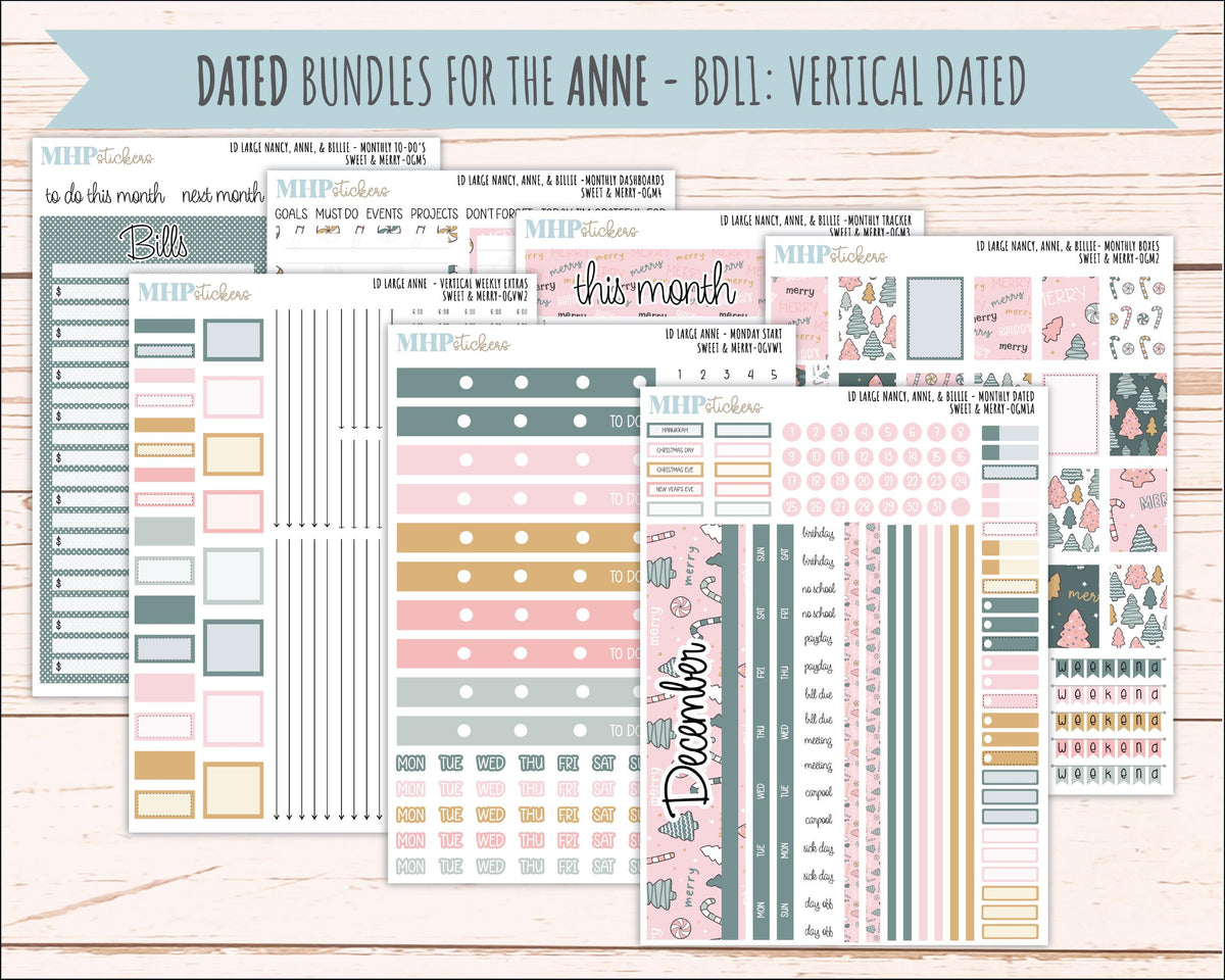 DECEMBER 2026 Stickers for Large Nancy, Anne, & Billie Planners. Laurel Denise Planners. "Sweet and Merry" || OG