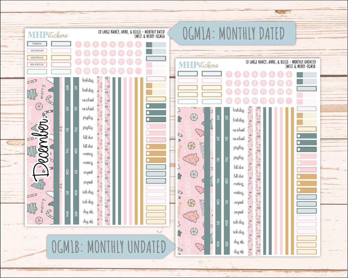 DECEMBER 2026 Stickers for Large Nancy, Anne, & Billie Planners. Laurel Denise Planners. "Sweet and Merry" || OG