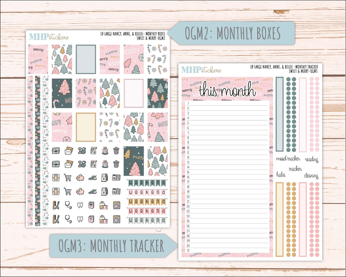 DECEMBER 2026 Stickers for Large Nancy, Anne, & Billie Planners. Laurel Denise Planners. "Sweet and Merry" || OG