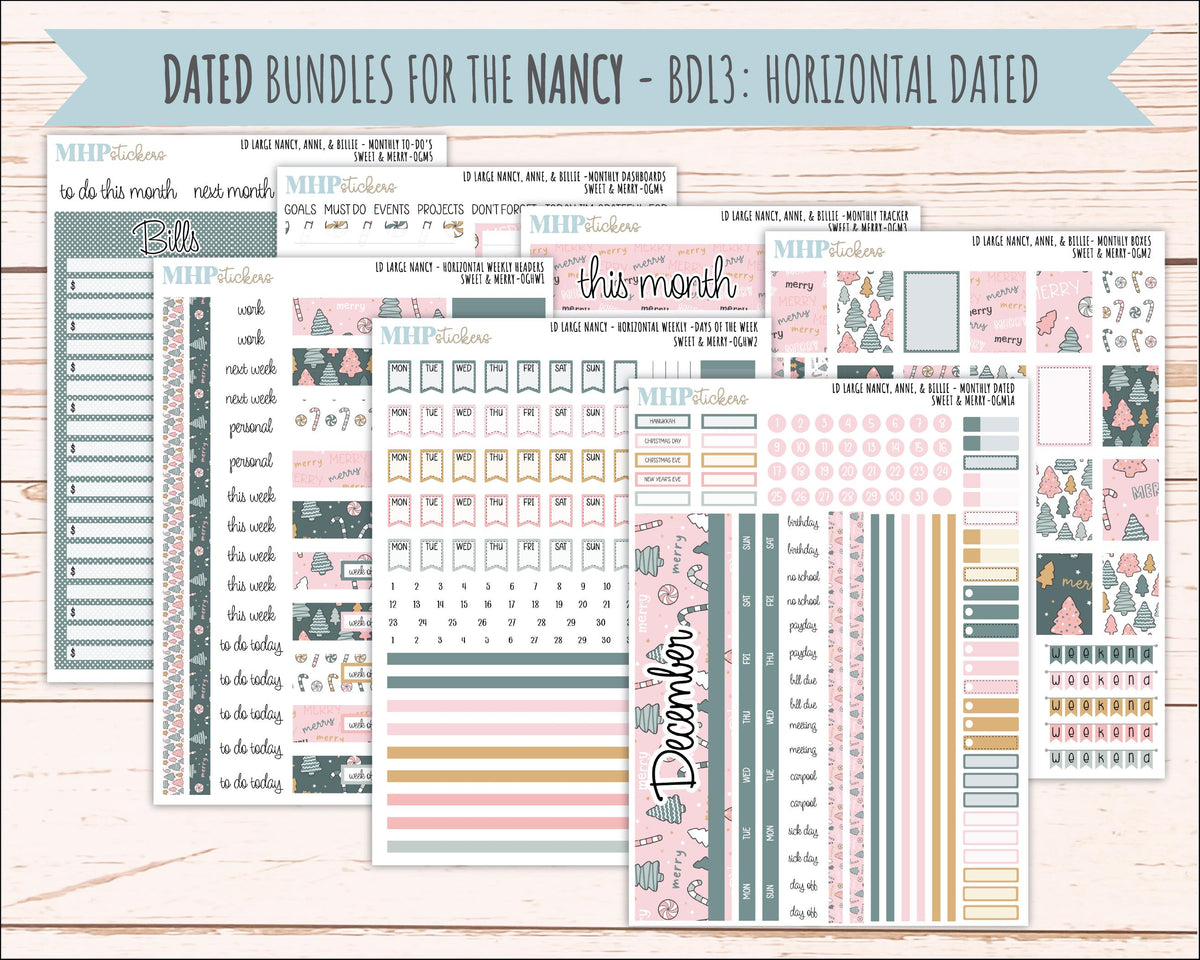 DECEMBER 2026 Stickers for Large Nancy, Anne, & Billie Planners. Laurel Denise Planners. "Sweet and Merry" || OG