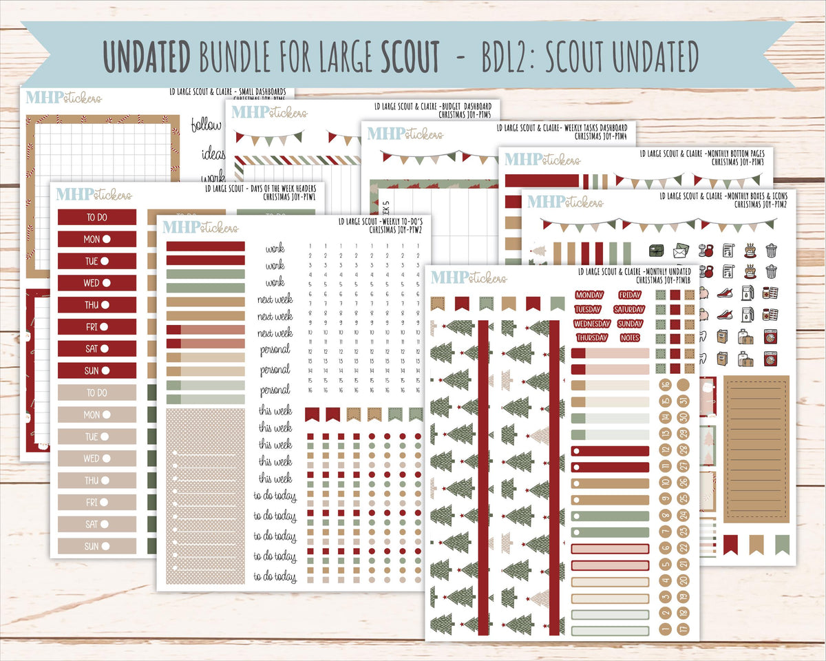DECEMBER 2026 Stickers for the Large Scout, Large Claire, and Large Luna Laurel Denise Planners "Christmas Joy" || PT