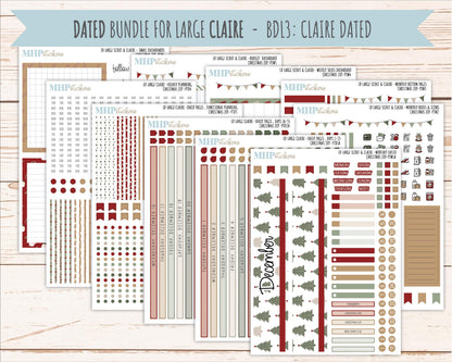 DECEMBER 2026 Stickers for the Large Scout, Large Claire, and Large Luna Laurel Denise Planners "Christmas Joy" || PT