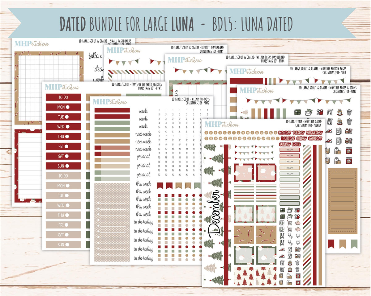 DECEMBER 2026 Stickers for the Large Scout, Large Claire, and Large Luna Laurel Denise Planners "Christmas Joy" || PT