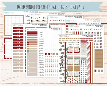 DECEMBER 2026 Stickers for the Large Scout, Large Claire, and Large Luna Laurel Denise Planners "Christmas Joy" || PT