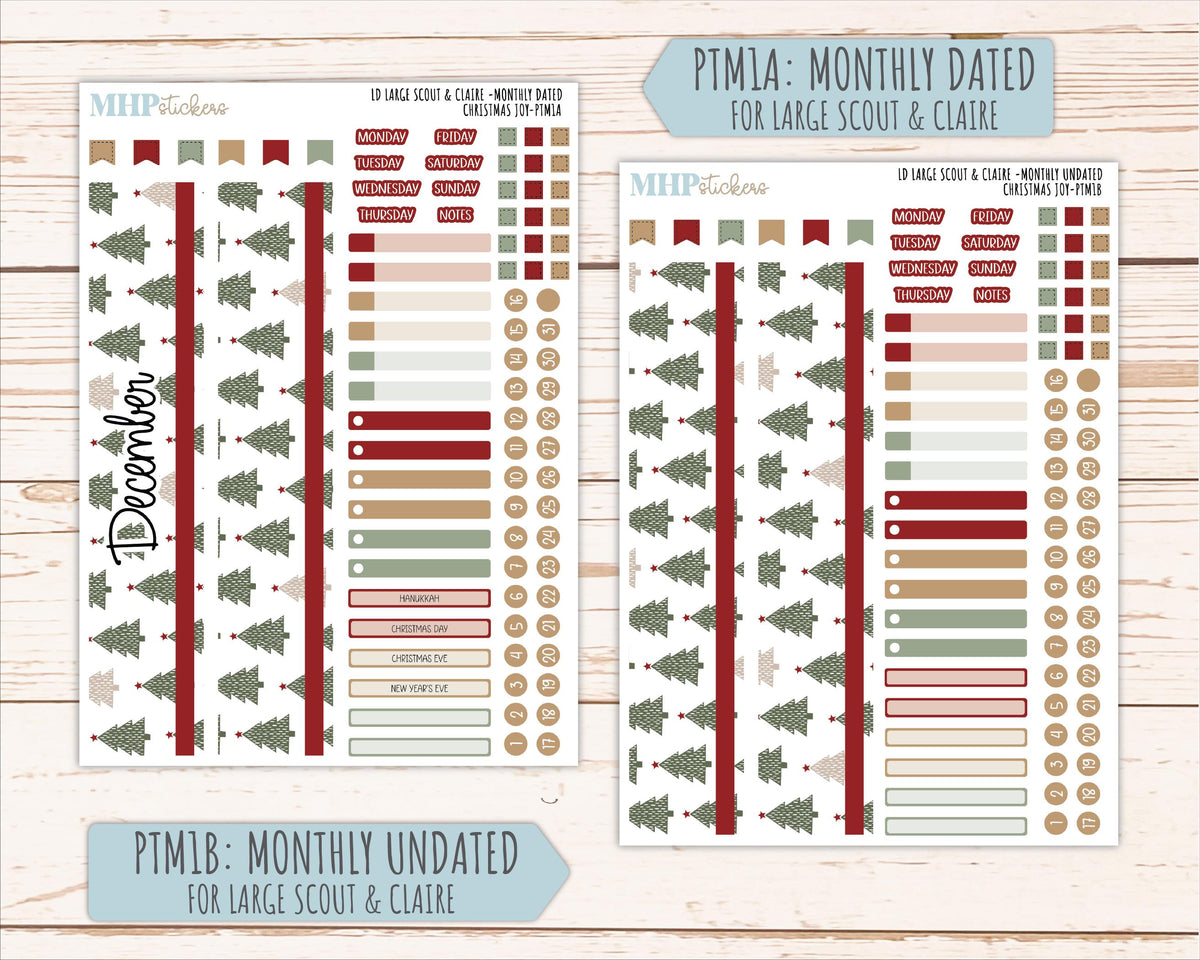 DECEMBER 2026 Stickers for the Large Scout, Large Claire, and Large Luna Laurel Denise Planners "Christmas Joy" || PT