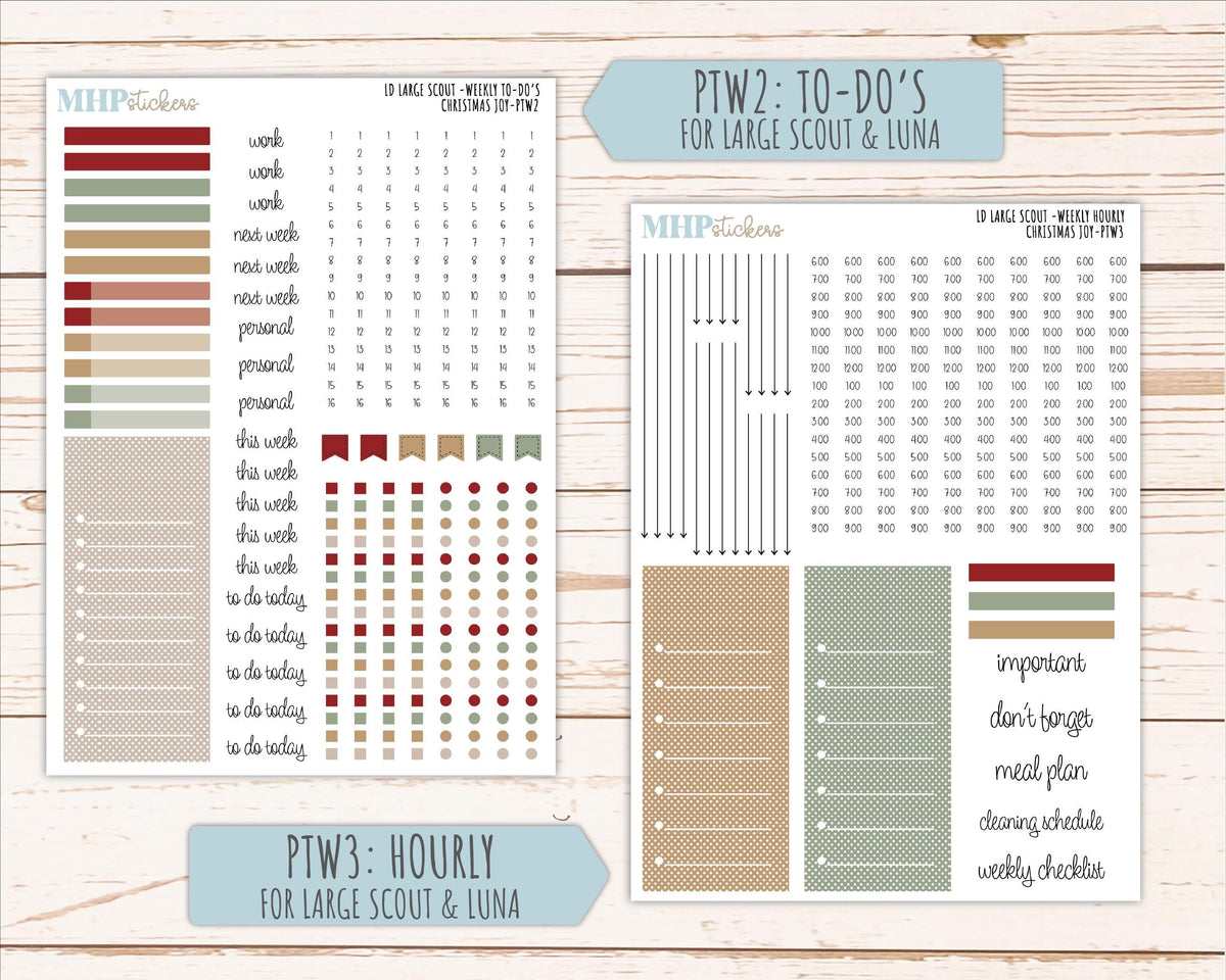DECEMBER 2026 Stickers for the Large Scout, Large Claire, and Large Luna Laurel Denise Planners "Christmas Joy" || PT