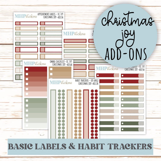 Basic Labels & Habit Trackers. Add-ons for Monthly Kits "Christmas Joy" || AOBL