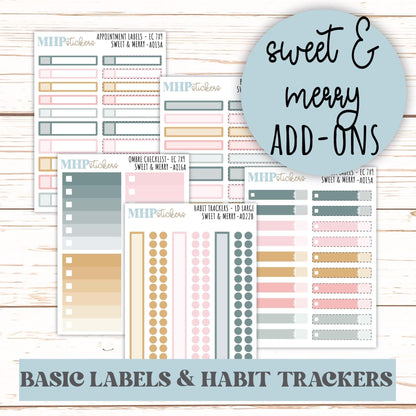 Basic Labels & Habit Trackers. Add-ons for Monthly Kits "Sweet and Merry" || AOBL