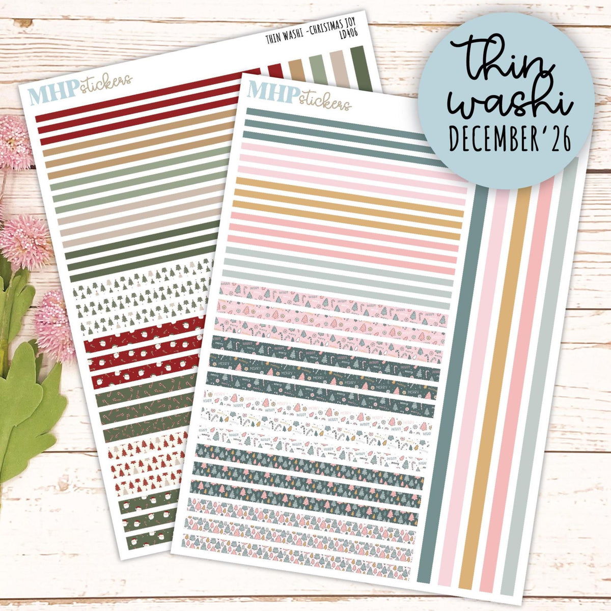Thin Washi for Laurel Denise Planners. Planner Stickers DECEMBER '26 || LD406