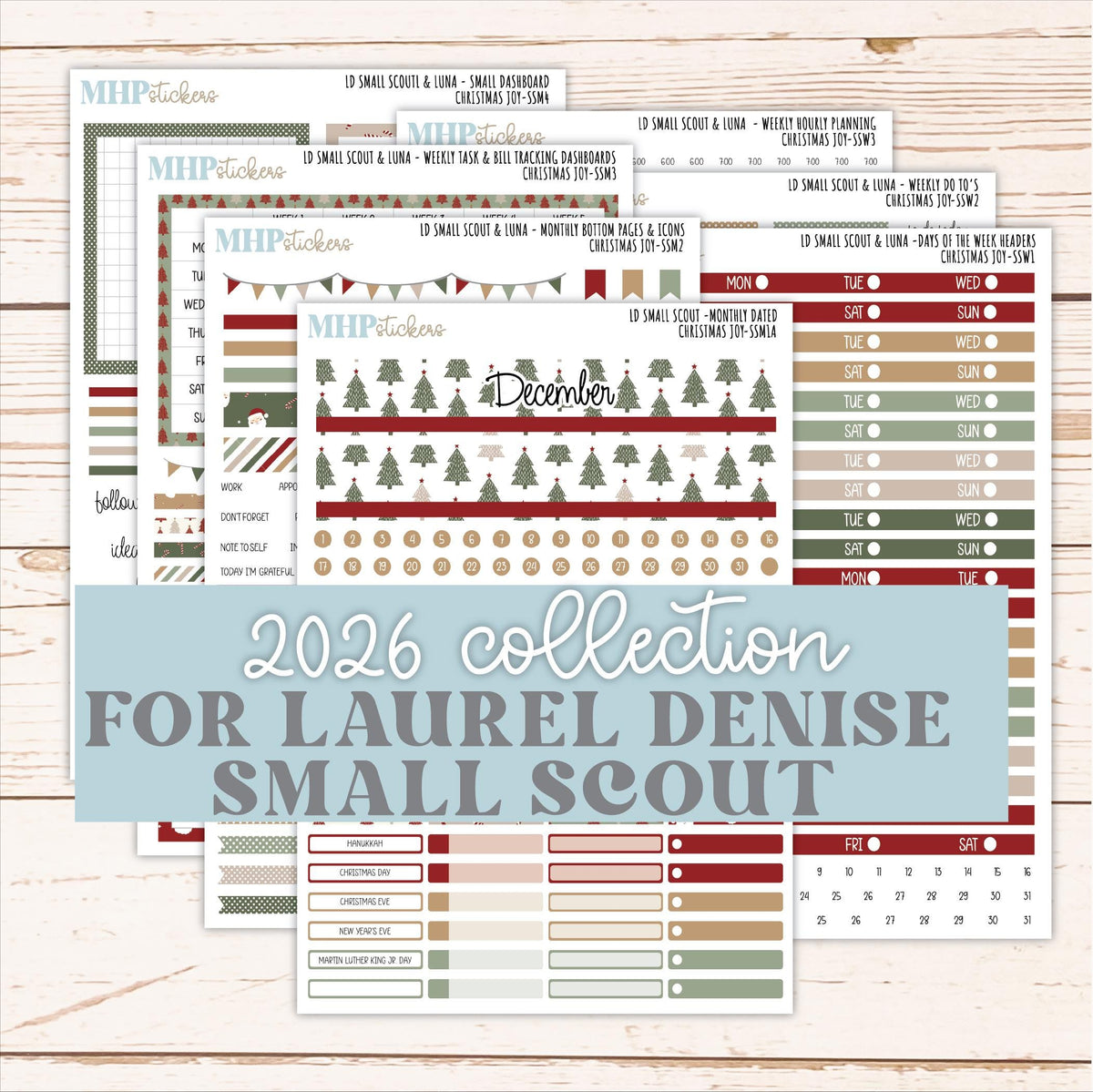 DECEMBER 2026 Stickers for the Small Scout Planner. For Laurel Denise Planners. "Christmas Joy" || SS