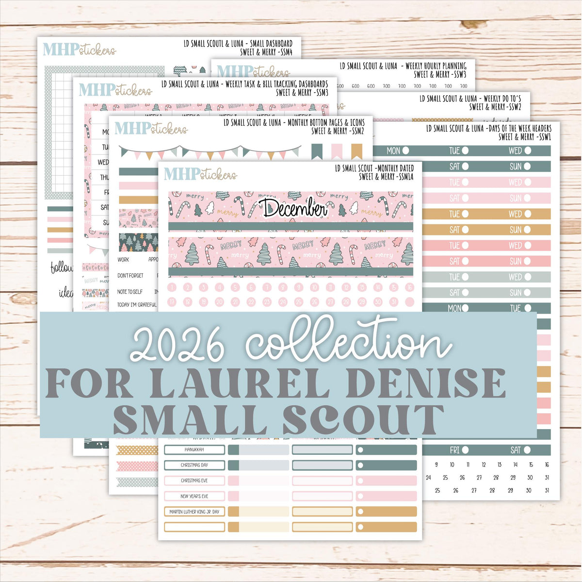 DECEMBER 2026 Stickers for the Small Scout Planner. For Laurel Denise Planners. "Sweet & Merry" || SS
