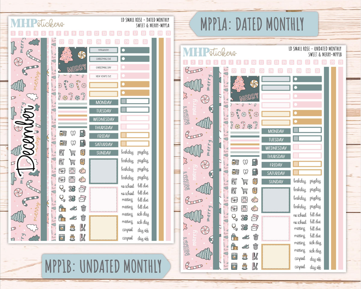 DECEMBER 2026 Stickers for The Small Rose Laurel Denise Planner. "Sweet & Merry" || MPP