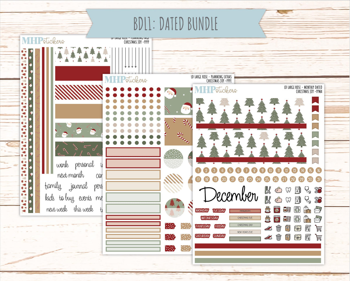 DECEMBER 2026 Stickers for the Large Rose Laurel Denise Planner. "Christmas Joy" || PP