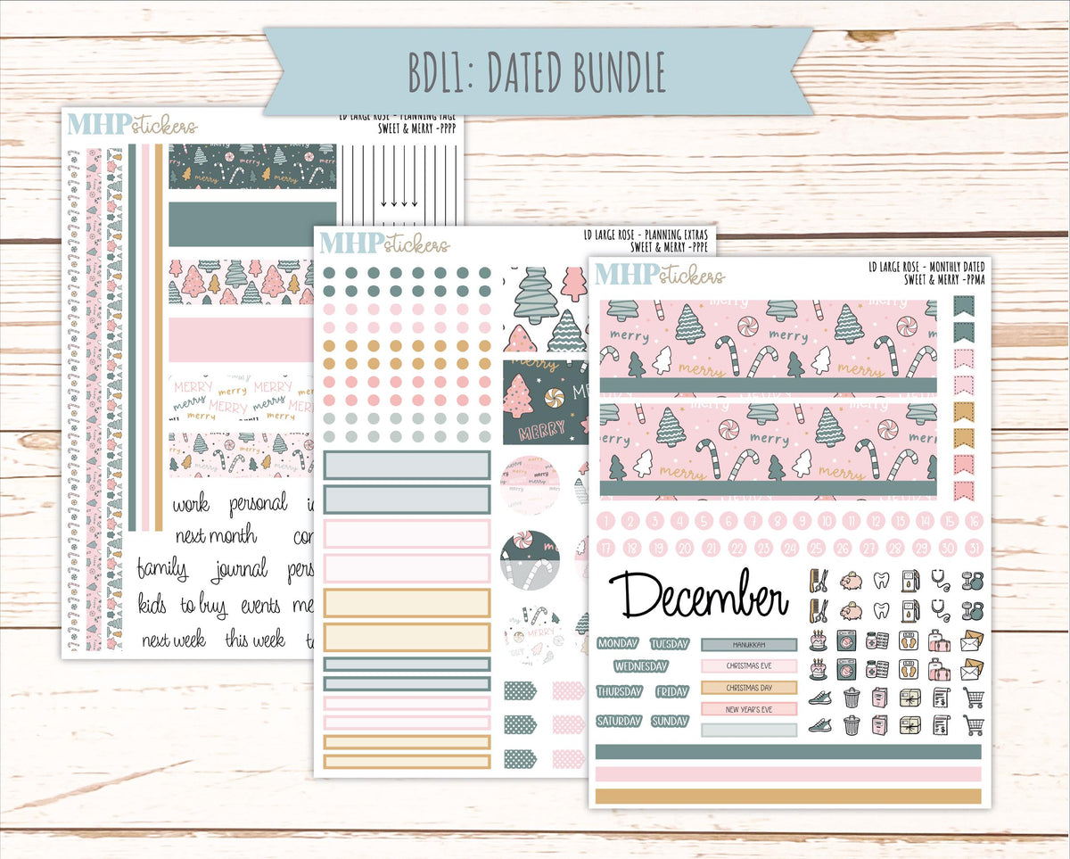 DECEMBER 2026 Stickers for the Large Rose Laurel Denise Planner. "Sweet & Merry" || PP