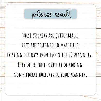 US Holiday stickers for Laurel Denise Planner's Calendar || H610 H611