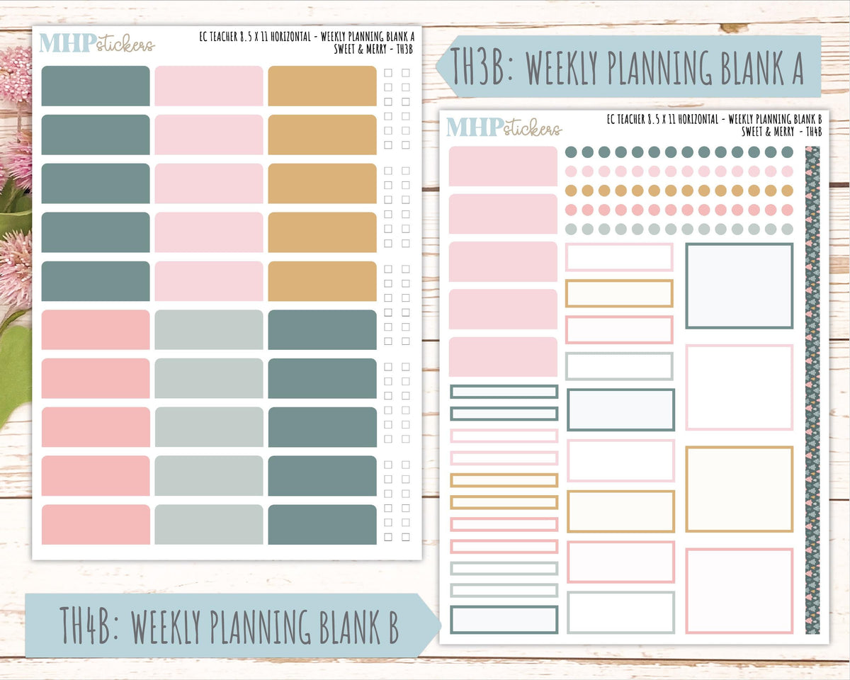 DECEMBER Stickers for EC Teacher Lesson Planner - Horizontal Layout. 2026 Collection "Sweet & Merry" || ECTH