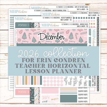DECEMBER Stickers for EC Teacher Lesson Planner - Horizontal Layout. 2026 Collection "Sweet & Merry" || ECTH