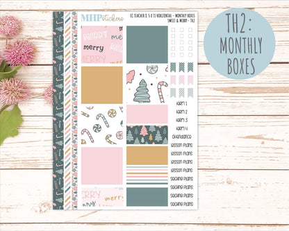 DECEMBER Stickers for EC Teacher Lesson Planner - Horizontal Layout. 2026 Collection "Sweet & Merry" || ECTH