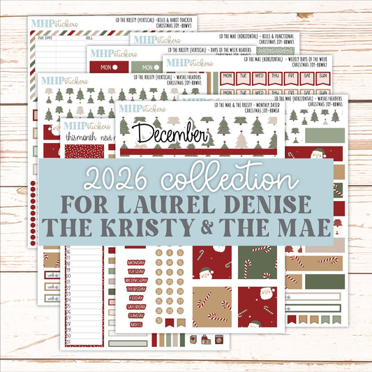 DECEMBER 2026 Stickers for the Mae & Kristy Laurel Denise Planners "Christmas Joy" || BB