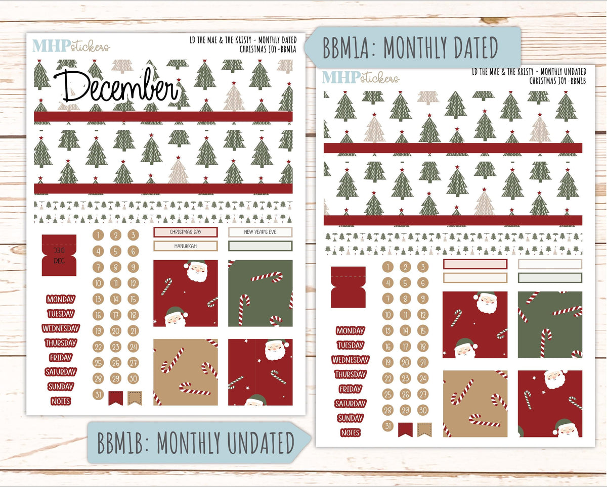 DECEMBER 2026 Stickers for the Mae & Kristy Laurel Denise Planners "Christmas Joy" || BB