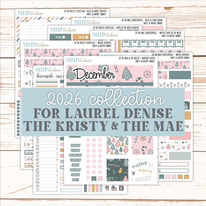 DECEMBER 2026 Stickers for the Mae & Kristy Laurel Denise Planners "Sweet and Merry" || BB