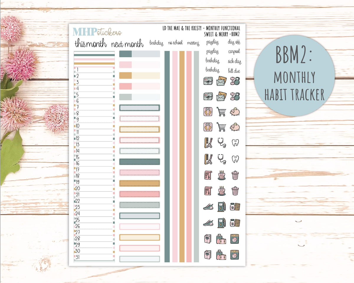 DECEMBER 2026 Stickers for the Mae & Kristy Laurel Denise Planners "Sweet and Merry" || BB