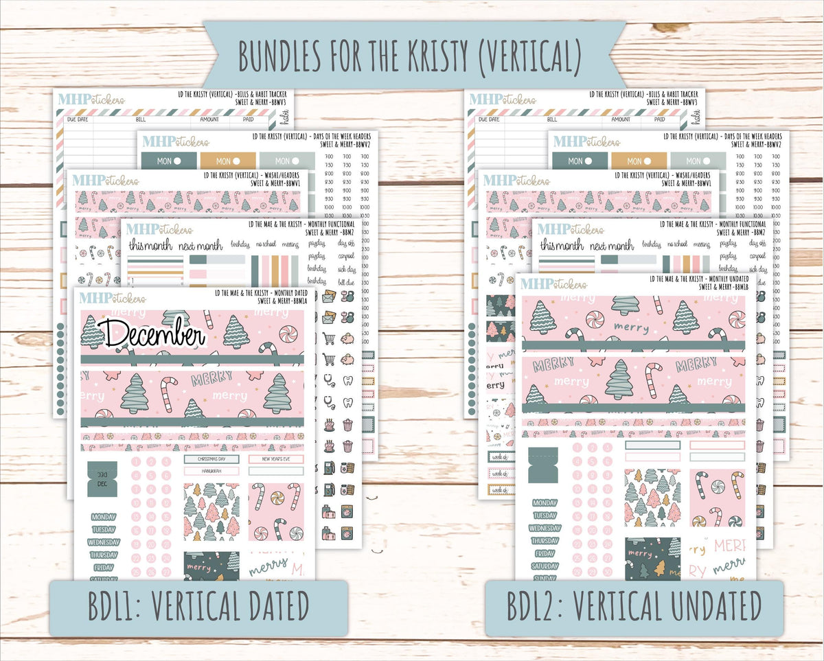 DECEMBER 2026 Stickers for the Mae & Kristy Laurel Denise Planners "Sweet and Merry" || BB