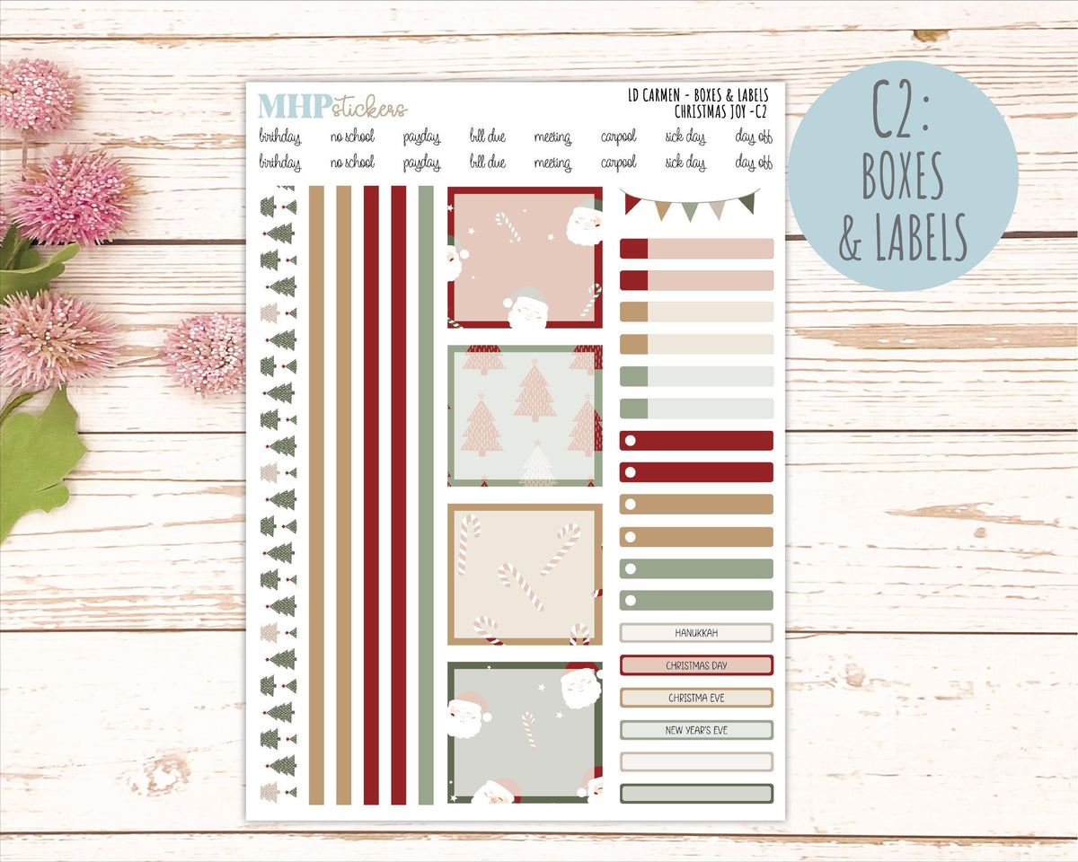DECEMBER 2026 Stickers for The Carmen Laurel Denise Planner "Christmas Joy" || C