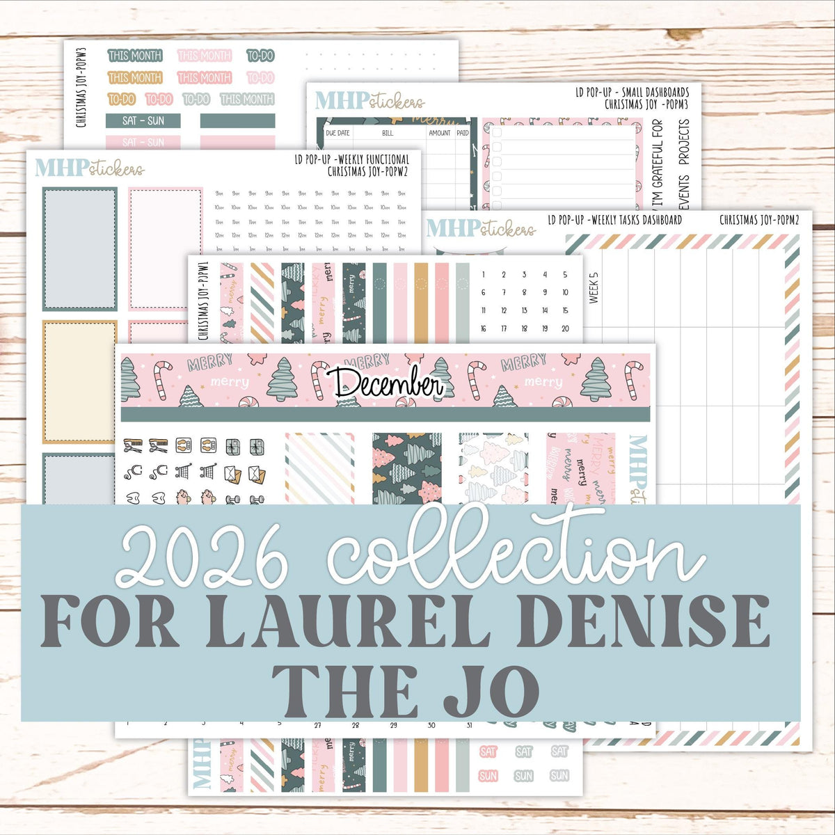 DECEMBER 2026 Stickers for The Jo, Laurel Denise Planner "Sweet & Merry" || POP