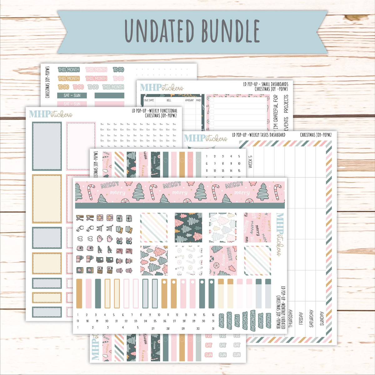 DECEMBER 2026 Stickers for The Jo, Laurel Denise Planner "Sweet & Merry" || POP