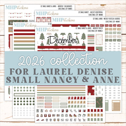 DECEMBER 2026 Stickers for Small Nancy & Anne Laurel Denise Planners "Christmas Joy" || MN