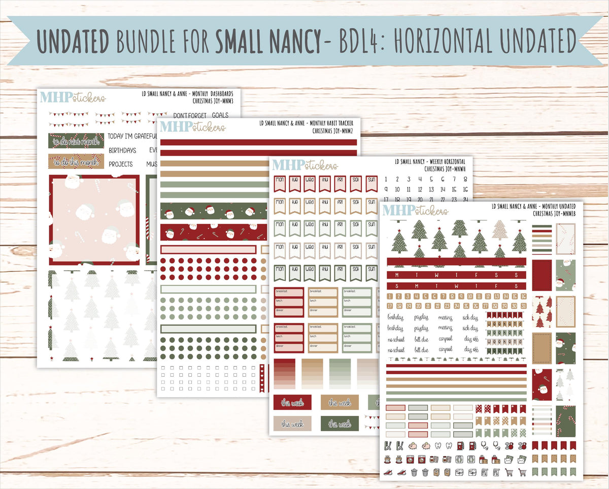 DECEMBER 2026 Stickers for Small Nancy & Anne Laurel Denise Planners "Christmas Joy" || MN