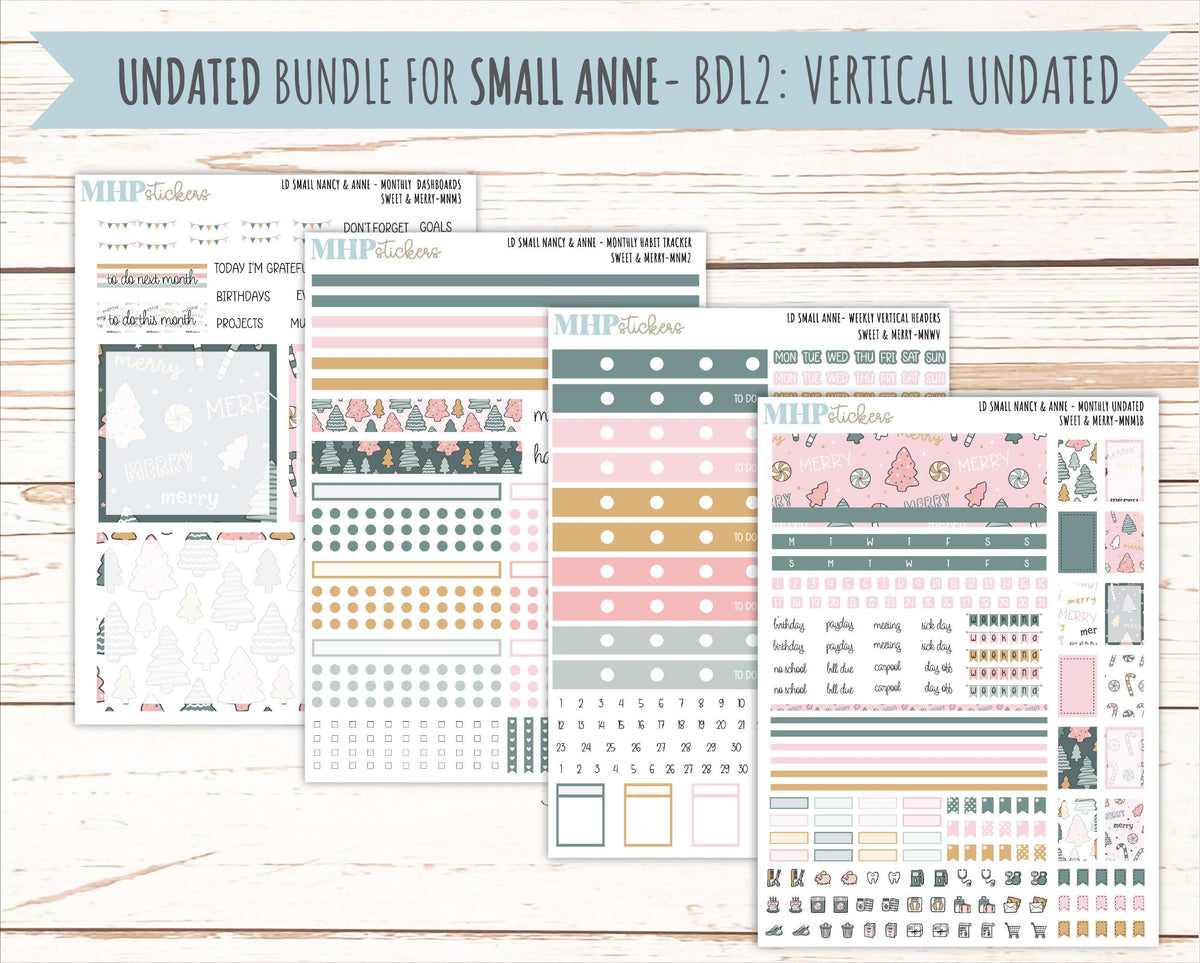 DECEMBER 2026 Stickers for Small Nancy & Anne Laurel Denise Planners "Sweet and Merry" || MN