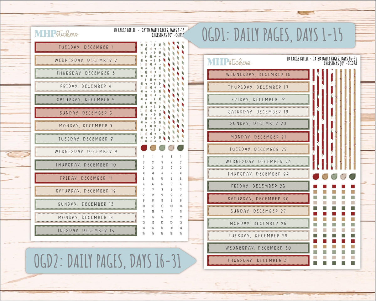 DECEMBER 2026 Stickers for Large Nancy, Anne, & Billie Planners. Laurel Denise Planners. "Christmas Joy" || OG