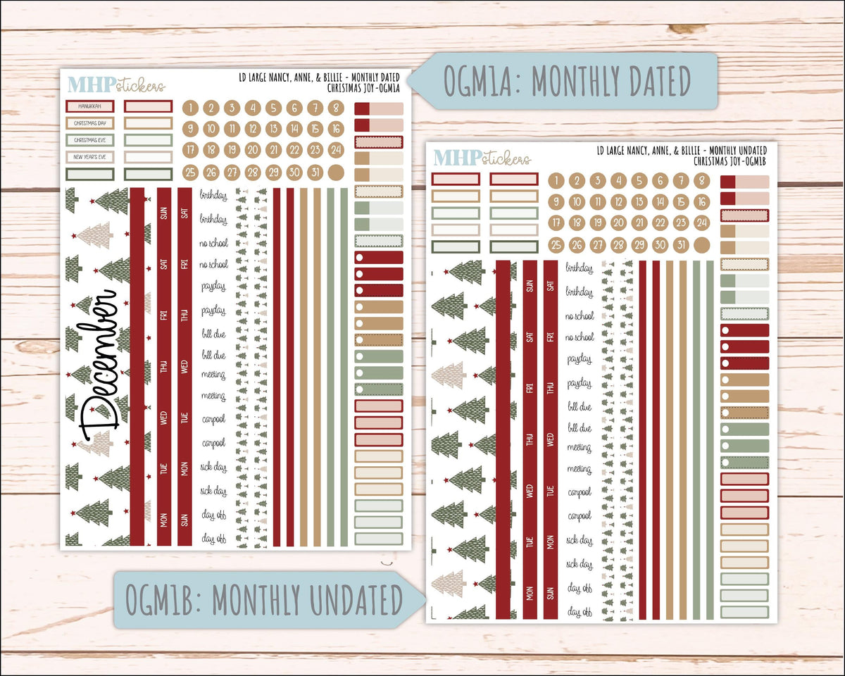DECEMBER 2026 Stickers for Large Nancy, Anne, & Billie Planners. Laurel Denise Planners. "Christmas Joy" || OG